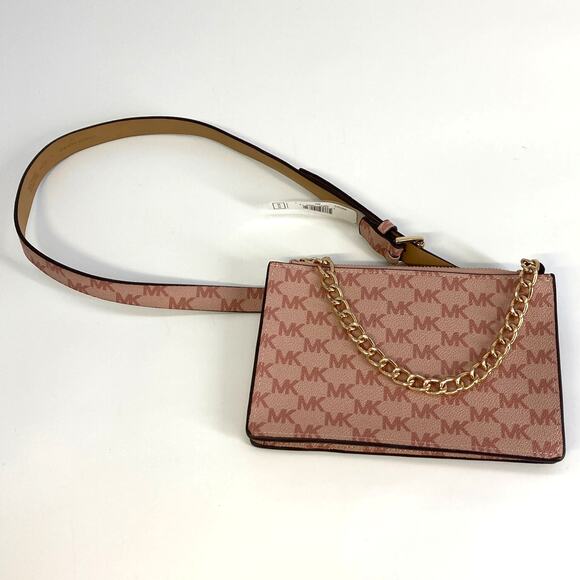 MICHAEL KORS NWT, PINK AND GOLD SAFFIANO LEATHER FANNY PACK - Picture 1 of 10
